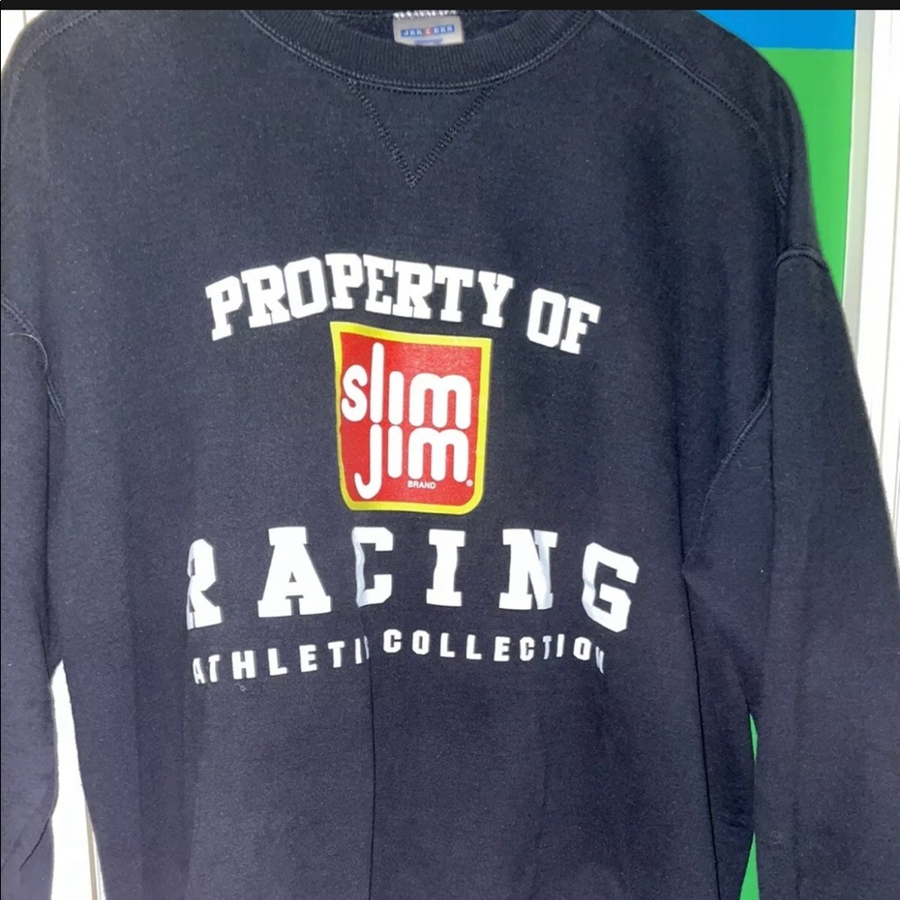 Extra Large Crewneck Sweatshirt Slim Jim Racing Mens Black With Logo